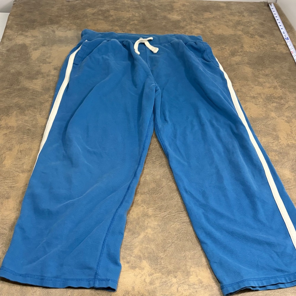 Old Navy Sweatpants Mens L Blue White Side Stripe Drawstring VTG y2k Wide Leg
